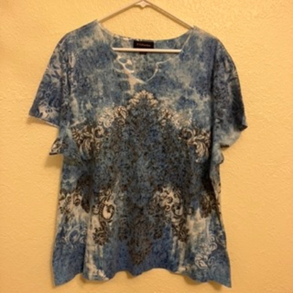 G Collection Women's Top Short Sleeve Bling Multi Color - Plus Size 3X